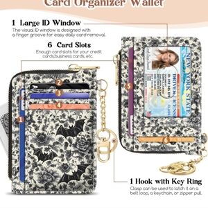 Floral Card Organizer Wallet with Key Ring